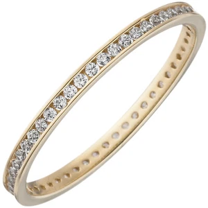 JOBO Damen Ring schmal 333 Gold Gelbgold mit Zirkonia rundum Goldring RW: 58 - Picture 1 of 1