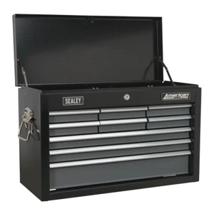 Top chest 9 Drawer with Ball-Bearing Slides Black/Grey Sealey AP2509B - Picture 1 of 4