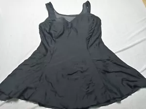 Shore Shapes Vintage Black One-Piece Tank Bathing skirt Swimsuit Sz 10 spandex - Picture 1 of 10