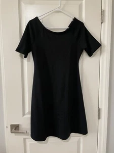 Zara Basic Short Sleeve Fit and Flare Heavy Knit Dress Black Size Med - Picture 1 of 5