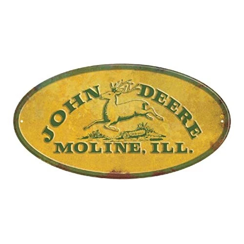 Letrero de metal John Deere - JD Moline, ILL. amarillo vintage Foto 1 de 1