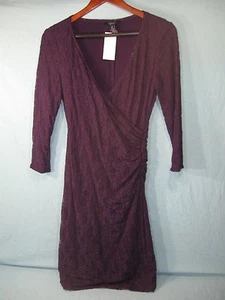Neu mit Etikett Chaps by Ralph Lauren Aubergine lila Blumenmuster Werkzeug Halstuchkleid - Bild 1 von 5