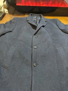Kenneth Cole Men’s Black Wool cashmere Trench Coat Jacket R52 - Picture 1 of 5