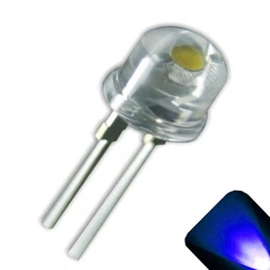 10 x LED 8mm Blue .5 Watt Ultra Wide Angle Bright High Power LEDs 0.5w half 1/2 - Picture 1 of 2