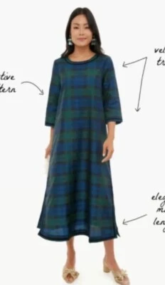 Vestido Jamie Tuckernuck Blackwatch A Cuadros Terciopelo Recortado Talla Grande Nuevo Foto 1 de 4