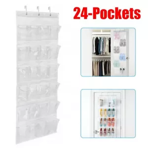 24Pocket Over the Door Shoe Organizer White Crystal Rack Hanging Storage Hanger - Picture 1 of 5