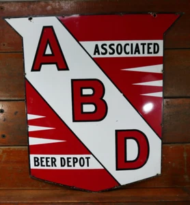 Vintage Original 1930s ABD Associated Beer Depot Porcelain Advertising Sign 42” - Picture 1 of 16
