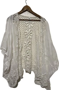 Torrid Women’s Plus Size Cardigan Cream White With Lace 0/S Coverup - Picture 1 of 6