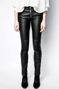 Pantalones Zadig & Voltaire Phlame Froissé Pantalones Cuero Arrugado $898 Talla EU 38, M - Imagen 1 de 9