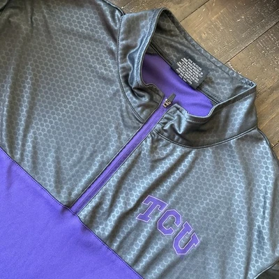 TCU Horned Frogs Pullover Mens XL Purple Gray NCAA College Quarter Zip Colosseum - Image 1 of 4