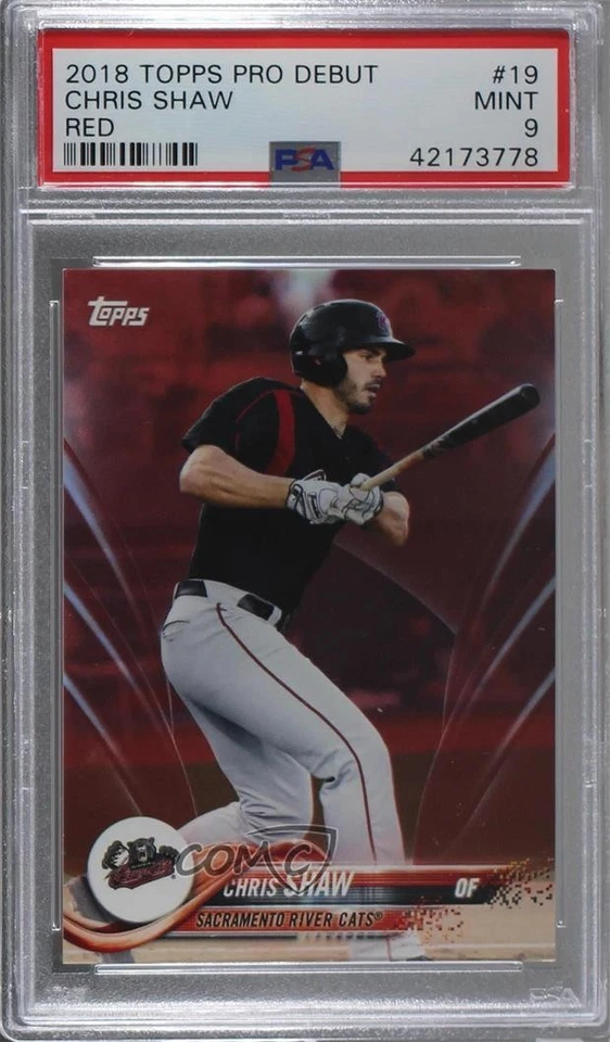 2018 Topps Pro Debut Red /10 Chris Shaw #19 PSA 9 MINT - Image 1 of 2