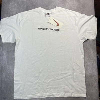 Camiseta de baloncesto Swoosh bordada blanca vintage Nike para hombre años 90 talla L nueva con etiquetas Foto 1 de 4