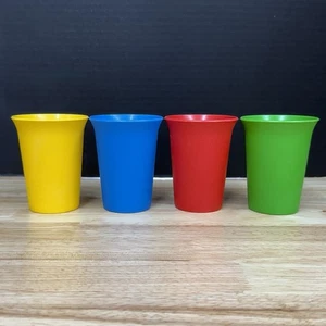 Tupperware Bell Tumbler 7oz Kids Cups Lot of 4 Set Red Blue Yellow Green Vintage - Picture 1 of 5