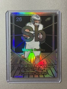 Saquon Barkley Philadelphia Eagles Panini Obsidian NFL 2024 ATOMIC INITIALS /99 - Picture 1 of 6