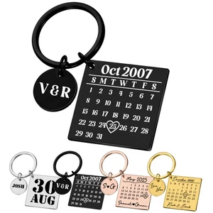 Personalised Calendar keychain Date Keyring Gift Anniversary Keychain Date - Picture 1 of 8