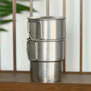 Stackable Coffee Mugs Titanium Camping Cups 300ml Foldable Handle Outdoor TNJE - Picture 1 of 7