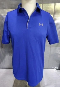  UNDER ARMOR LOOSE HEAT GEAR GOLF POLO Blue Size Medium A2 - Picture 1 of 7