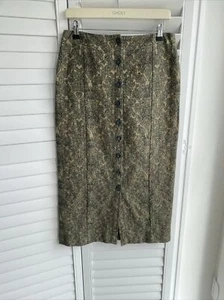 OUT OF XILE VINTAGE TEXTURED DAMASK BUTTON PENCIL SKIRT - SIZE 12 M - EXC CON - Picture 1 of 11