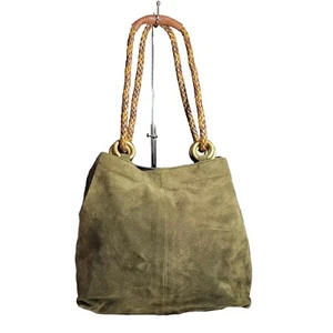Vintage Italian Leather Sage Green Boho Braided Covertable Bag Neiman Marcus - Picture 1 of 14