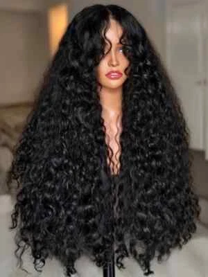 Peluca frontal rizada de encaje HD onda de agua profunda cabello humano pelucas pre arrancadas Foto 1 de 4