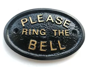 PLEASE RING THE BELL HOUSE DOOR PLAQUE SIGN GARDEN - BRAND NEW (BLACK) - Picture 1 of 1