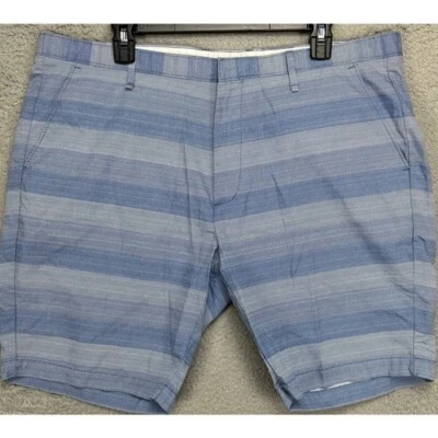 Calvin Klein Shorts Mens 38 Blue Hairline Stripe Khakis Slim Fit Flat Front Logo - Image 1 of 4
