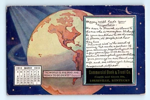 1910 KY Postkarte Commercial Bank & Trust Co. Louisville Kalender 1910er  - Bild 1 von 2