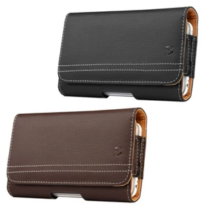Horizontal Leather Wallet Case Cover Pouch Belt Holster For iPhone Samsung LG - Picture 1 of 15