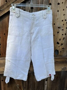 Le Fromage et L’orange capri pants Off White Linen Size 7 Kids - Picture 1 of 6
