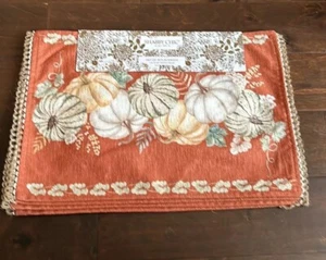Shabby Chic Herbst Blumen Tischsets 4er Set Erntedank Kürbisse Neu - Bild 1 von 2