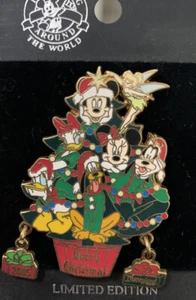 Feliz Navidad 2005 Mickey Daisy Goofy Pluto Árbol Cuelga Disney Prendedor LE - Imagen 1 de 1