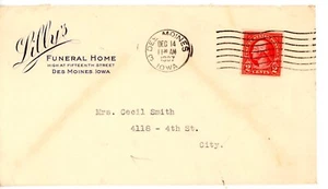 UNITED STATES--Ad Cover from Funeral Home in Des Moines, Iowa sent in 1937 - Picture 1 of 1