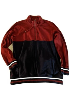 American Eagle Mens Pullover XL 100% Cotton Red Blue Half Zip Stripe Drawstring - Picture 1 of 8