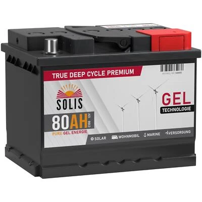 SOLIS Gel Batterie 80AH 12V Solar Boot Wohnmobil Schiff Versorgungs Mover Akku - Bild 1 von 3