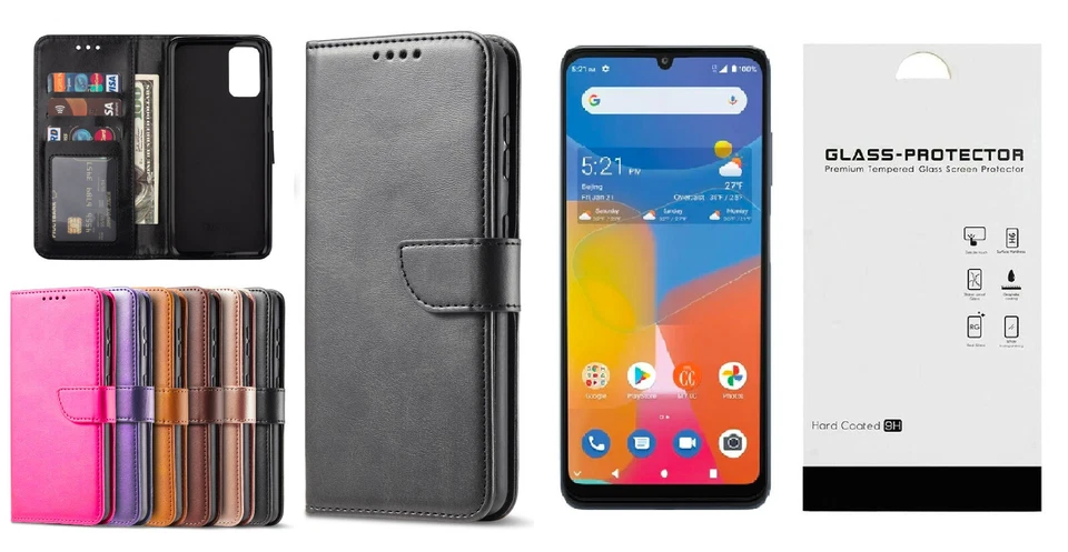 Для потребителя сотовой связи ZTE ZMax 5 g Z7540 бумажник мешок чехол + закаленное стекло - Изображение 1 из 1