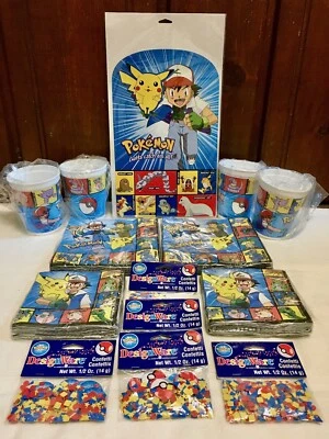 Vintage 1999 Pokemon DesignWare Centerpiece, Cups, Napkins & Confetti NEW Sealed - Image 1 of 4