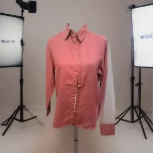 Athleta Playa Linen Blouse Woman's Sz Small Long Sleeve Button Tawny Rose Pink - Picture 1 of 8