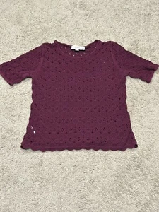 Loft Damen Shirt Petite Größe Small rot offen Strick leicht Kurzarm - Bild 1 von 11