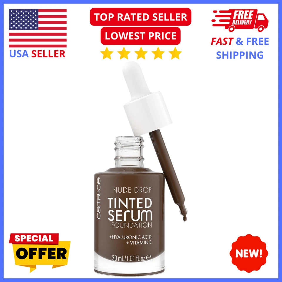 Catrice Nude Drop Foundation 098N – Lightweight Dewy Skin Tint Makeup Serum - Image 1 of 4