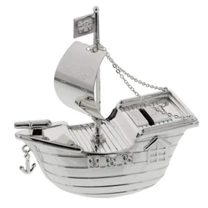 Versilberte Piratenschiff Bank Geldbox - Bild 1 von 1