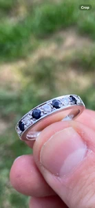 18ct white gold Natural diamond and sapphire ring - Picture 1 of 9