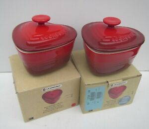 Pair of Le Creuset Heart Red Ramekin with Lid - 0.3l / 8oz