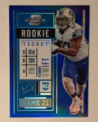 2020 Contenders Optic D'Andre Swift RC Rookie Ticket Blue Prizm #/99 RARE🔥MINT - Image 1 of 4