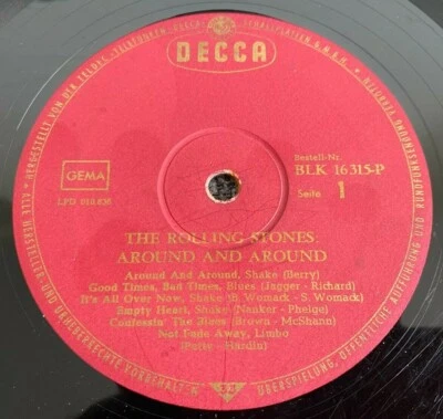 THE ROLLING STONES AROUND AND AROUND BLK 16315-P NO COVER RARE 1964 GERMAN LP - Image 1 of 3