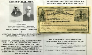 1883 2x SIGNIERTE NEVADA PIONEER CONTROLLER GOLDGRÄBER "INDIGENT FOR INSANE" DOKUMENTE - Bild 1 von 6