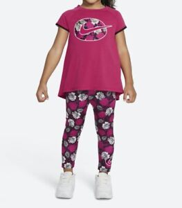 New Nike Little Girls Logo Shirt and Leggings Set Choose Size MSRP $44