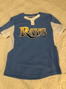 Majestic Cool Base Tampa Bay Rays MLB Youth M Baseball Jersey 1/4 Button - Picture 1 of 11
