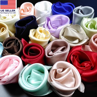100% Pure Silk Solid Color Square Scarf Silk Hair Scarf 53cm/21'' Neck Scarf - Image 1 of 3