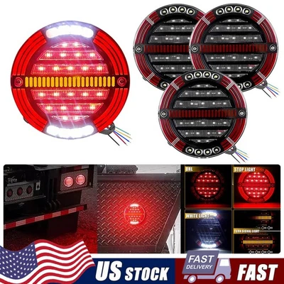 4X 5.5'' Round LED Tail Light Truck Trailer Stop Turn Signal Running Rear Brake - Image 1 of 4