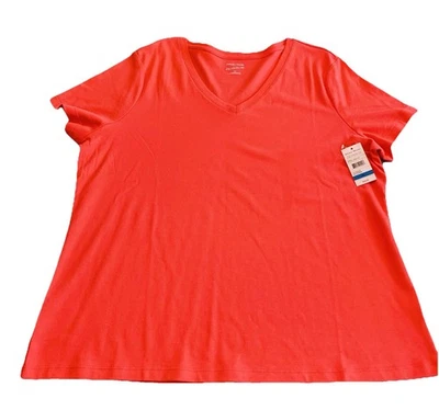 Studio Works Shirt Womens Coral XL V-neck Short Sleeve Retired Brand NEW! - Image 1 of 4